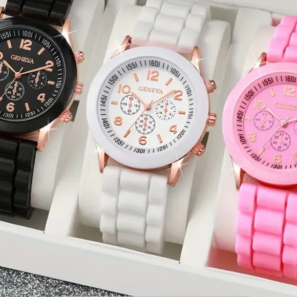 Elegant Quartz Watch W/Fashionable Silicone Strap And Dial Numerical Scales - Picture 1 of 8